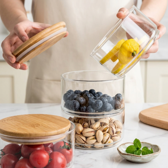 Stackable Glass Jars 3-Tier